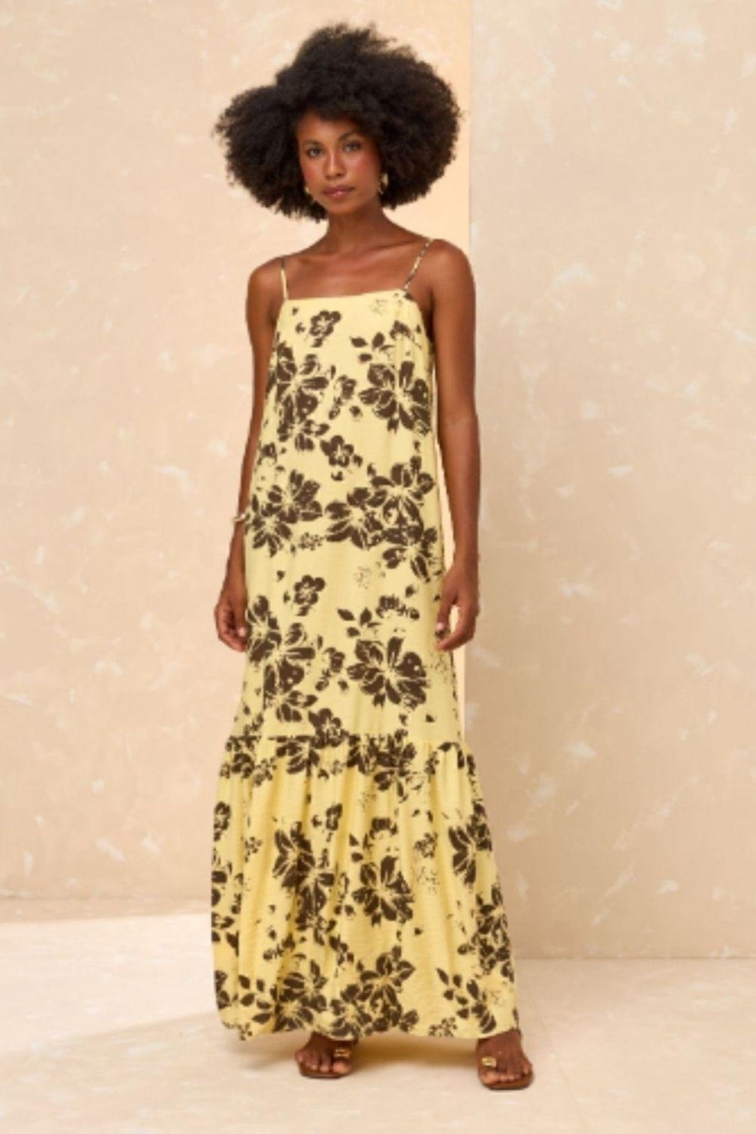 Vestido Fluído Flores Carlota Costa Verde