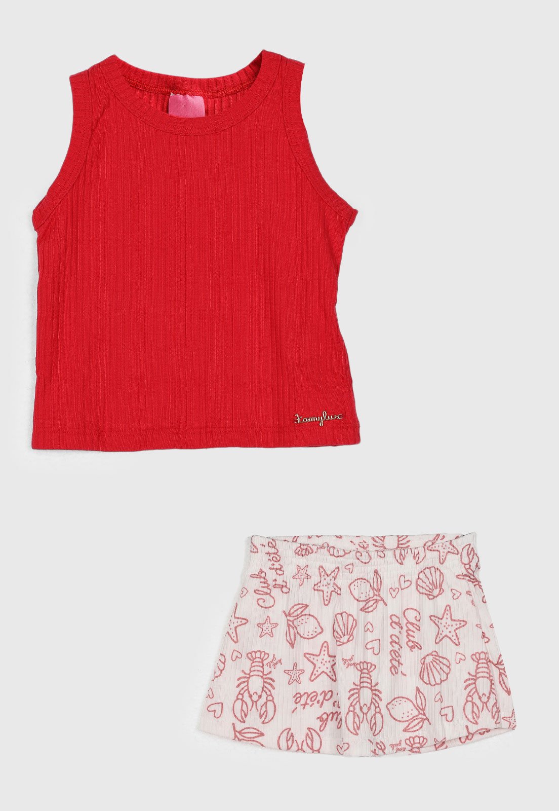 Infantil - Conjunto Curto Kamylus Estampa Fundo do Mar Vermelho