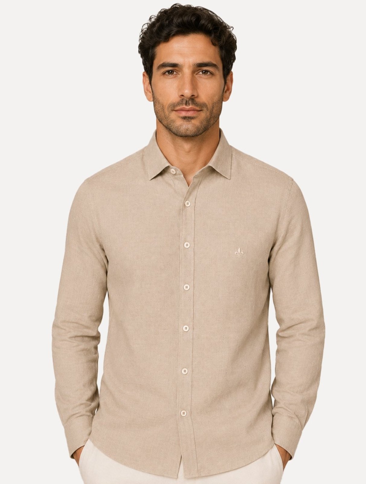 Camisa Dudalina Masculina Slim Fit Superfine Cotton Striped Cáqui