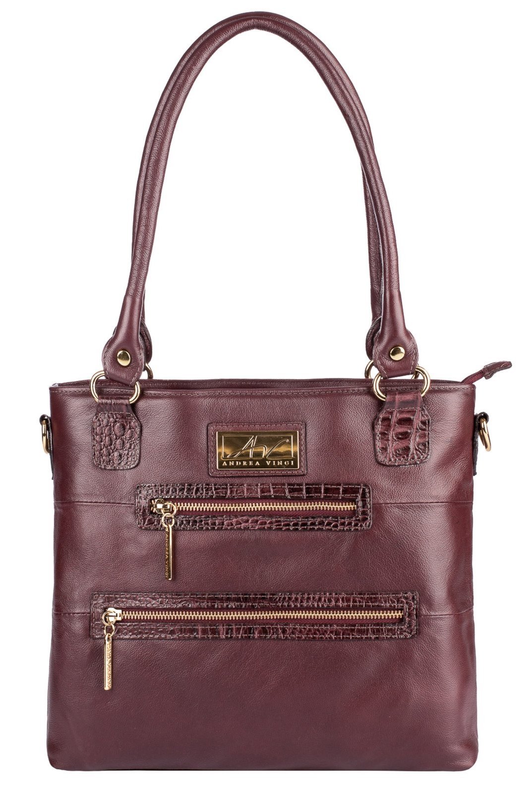 Bolsa de ombro em couro liso Alícia - Marsala