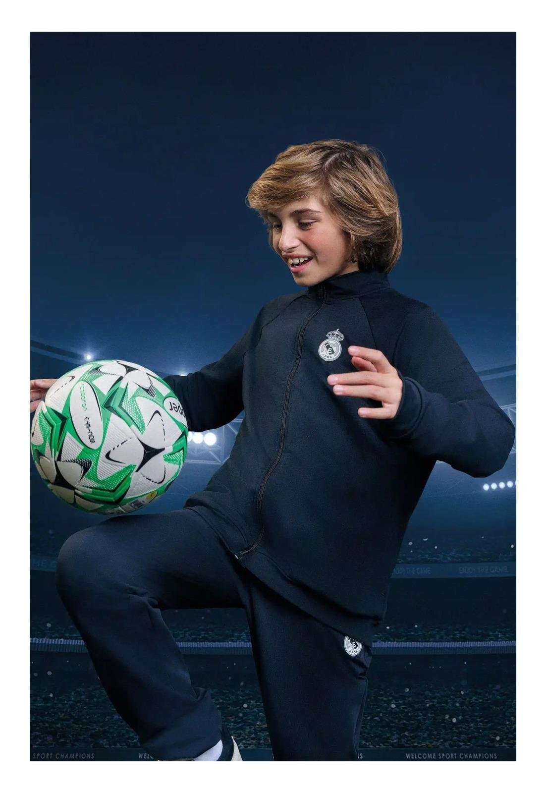 Infantil - Jaqueta Moletom com Zíper Futebol Johnny Fox 10 Azul Marinho