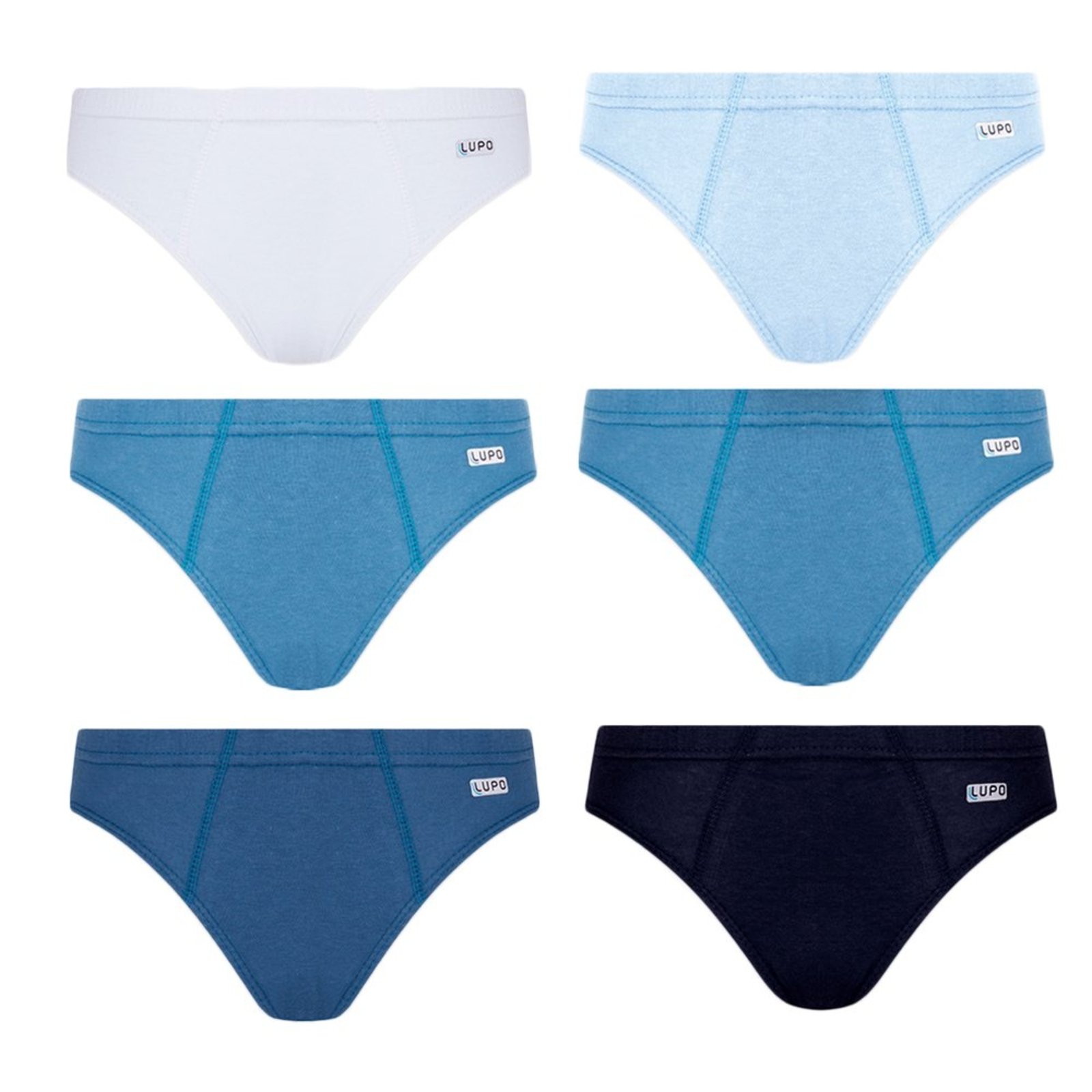 Kit 6 Cuecas Slip 100% Algodão Masculina Lupo - 900 990