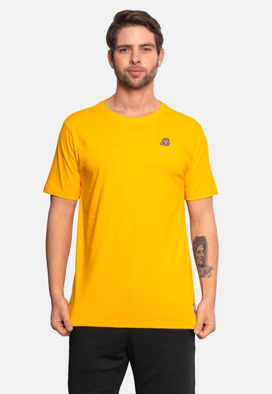 Camiseta NBA Estampada Los Angeles Lakers Mini Logo Amarela