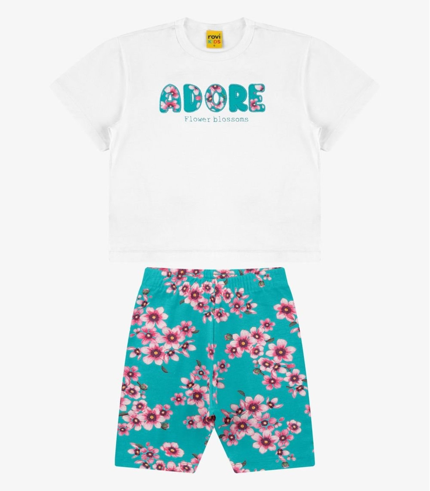 Infantil - Conjunto Blusa Com Ciclista Meia Malha Rovi Branco