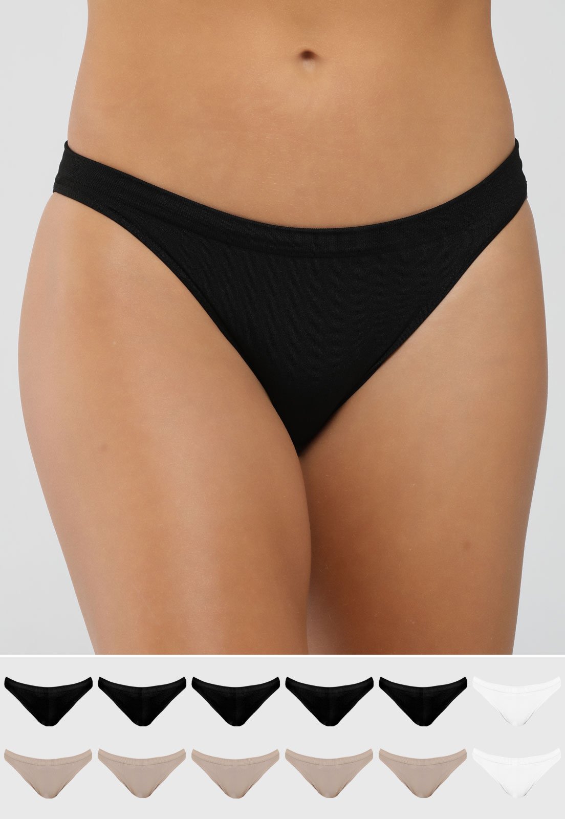 Kit Calcinha Feminina Trifil Tanga AF Preta e Branca e Bege