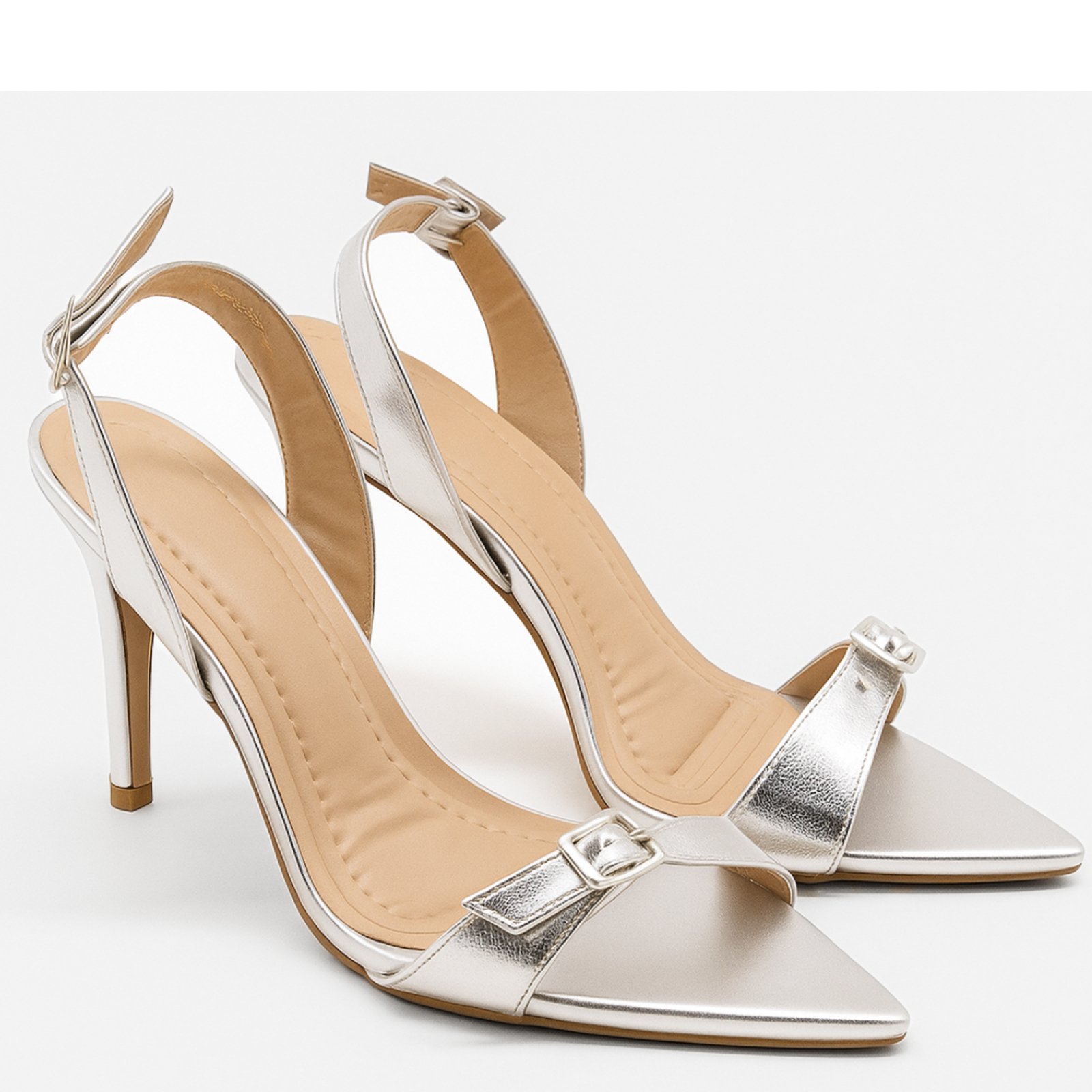 Sandália Feminina Salto Fino Floter Prata Metalizadpo 6014 Hannah Footwear
