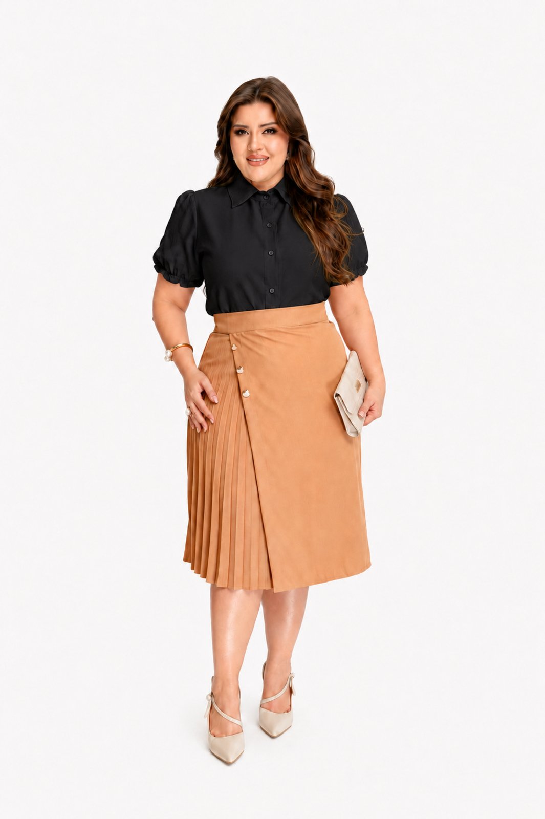 Camisa Social Feminina D Bell Outlet Fashion Gola Preto