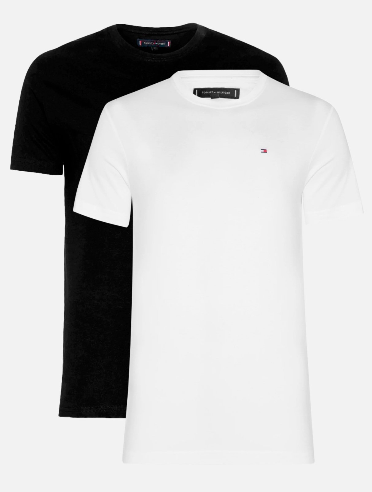 Vista 2 Kit Camisetas Tommy Hilfiger Masculina Essential Preta/Branca 2UN preto Tommy Hilfiger preto