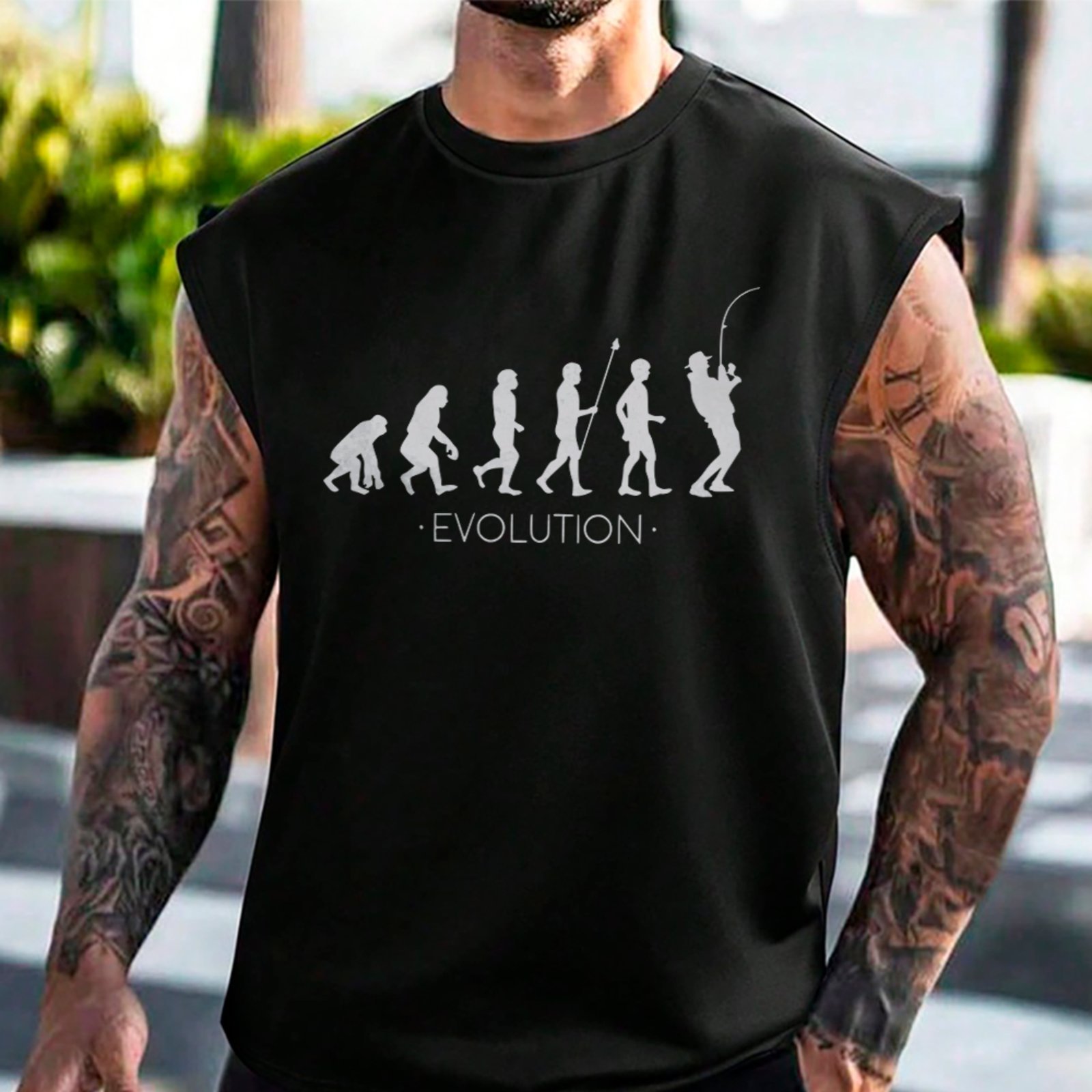 Camiseta Regata Machão Evolução Humana Streetwear Hype Preto