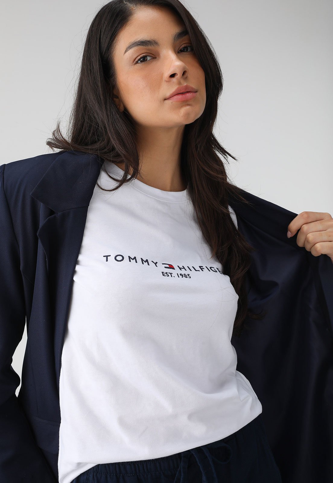 Vista 2 Camiseta Tommy Hilfiger Slim Estampa Branca branco Tommy Hilfiger branco