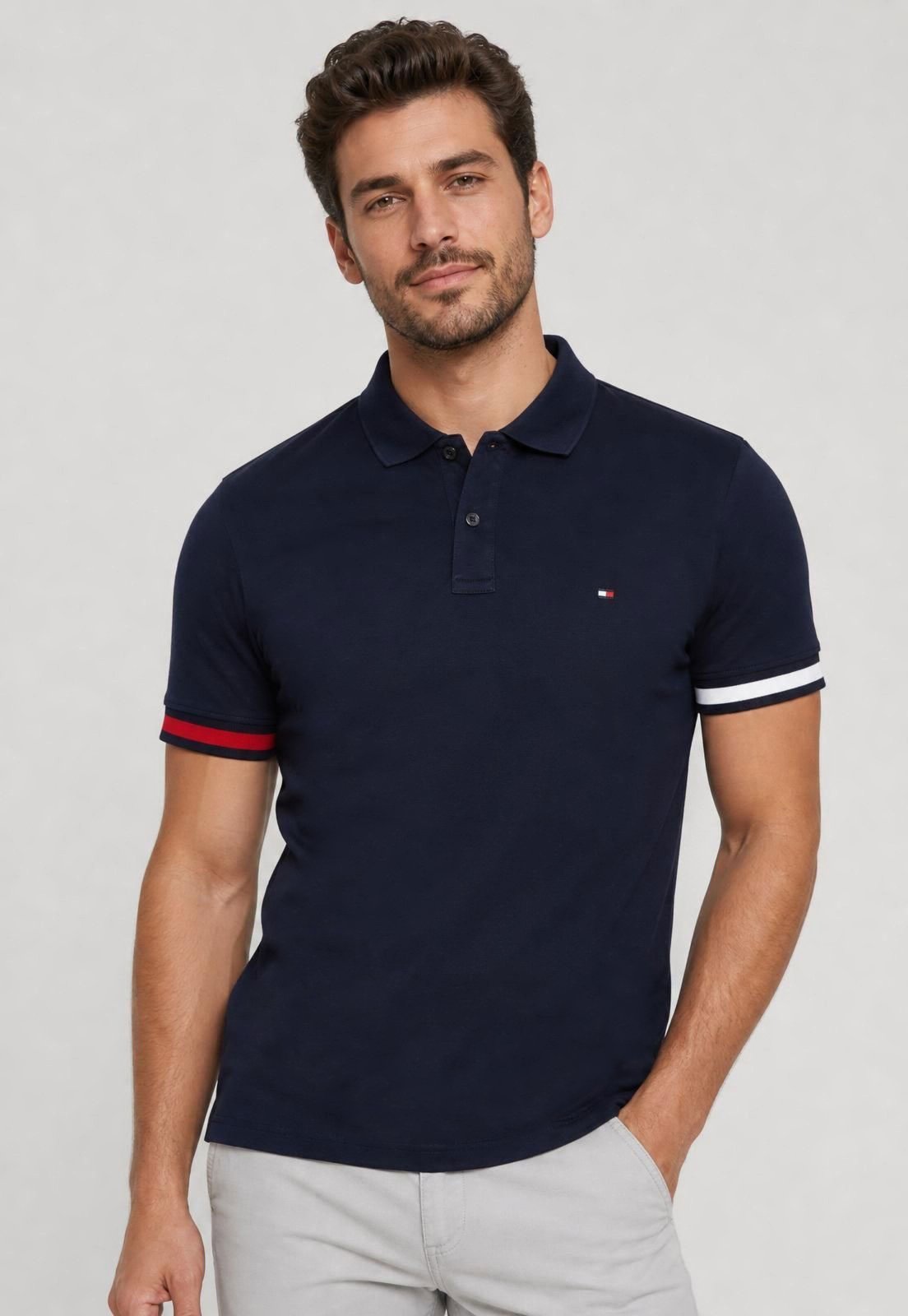 Polo Masculina Tommy Hilfiger Azul Marinho