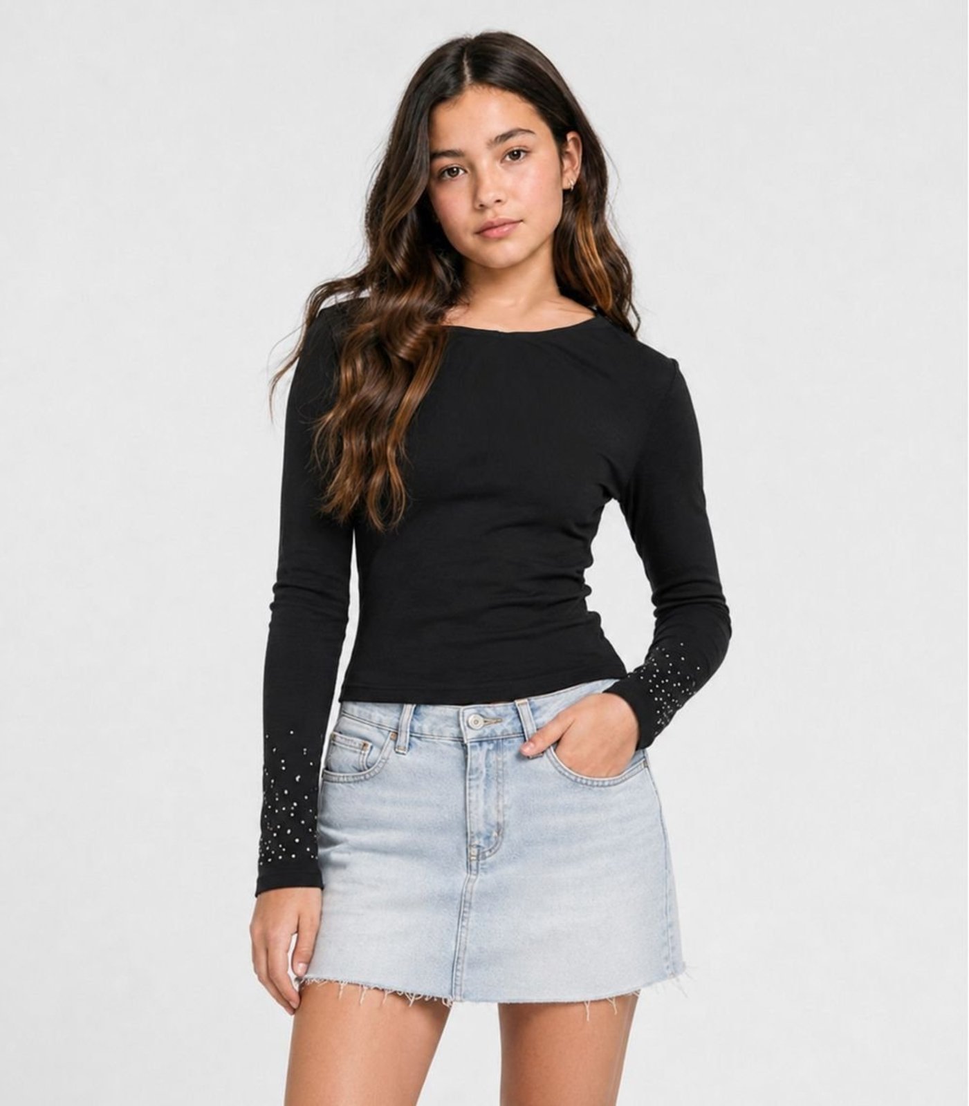 Infantil - Blusa Juvenil Manga Longa Moletinho Minty Preto