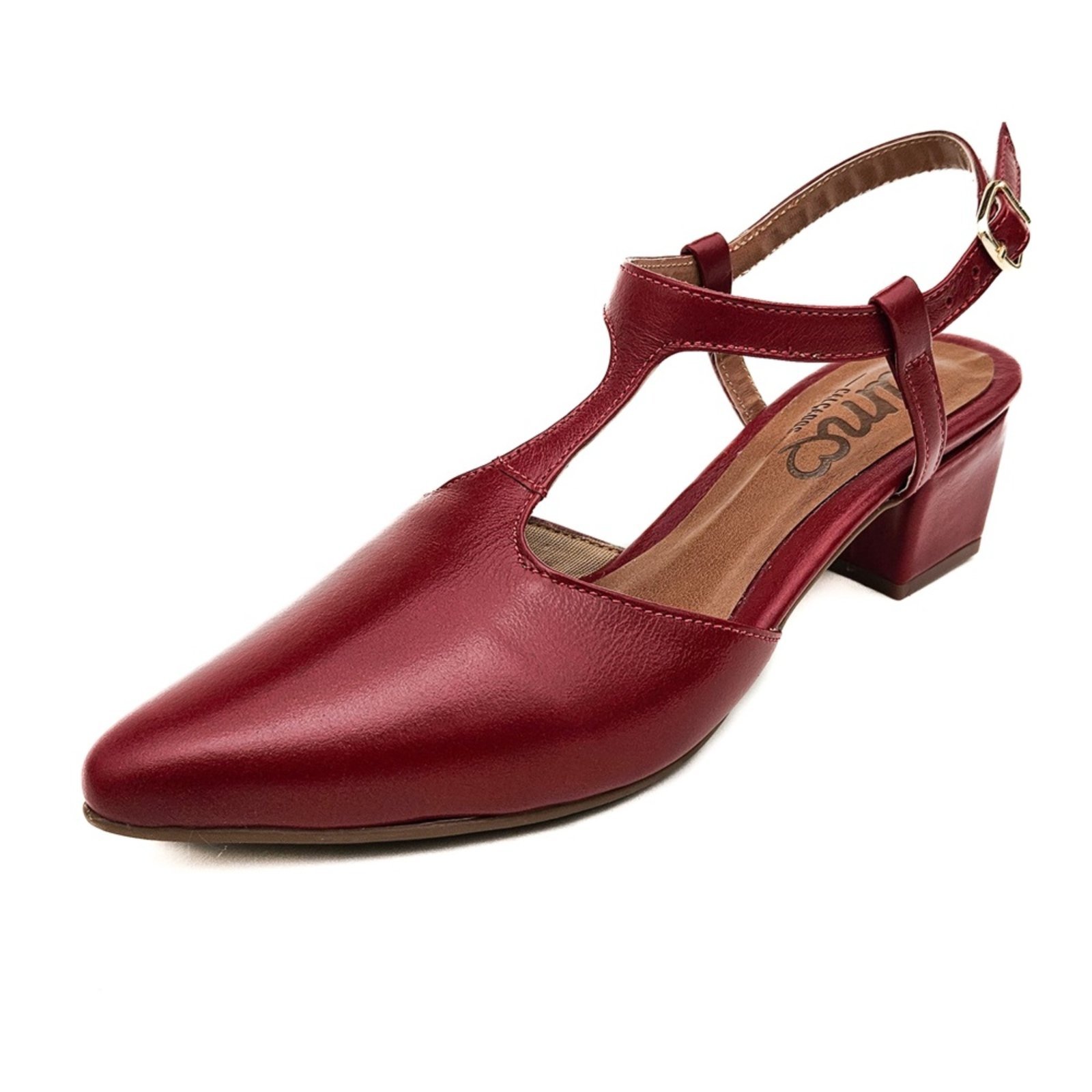 Slingback em Couro Amo Calçados Clara Vermelho
