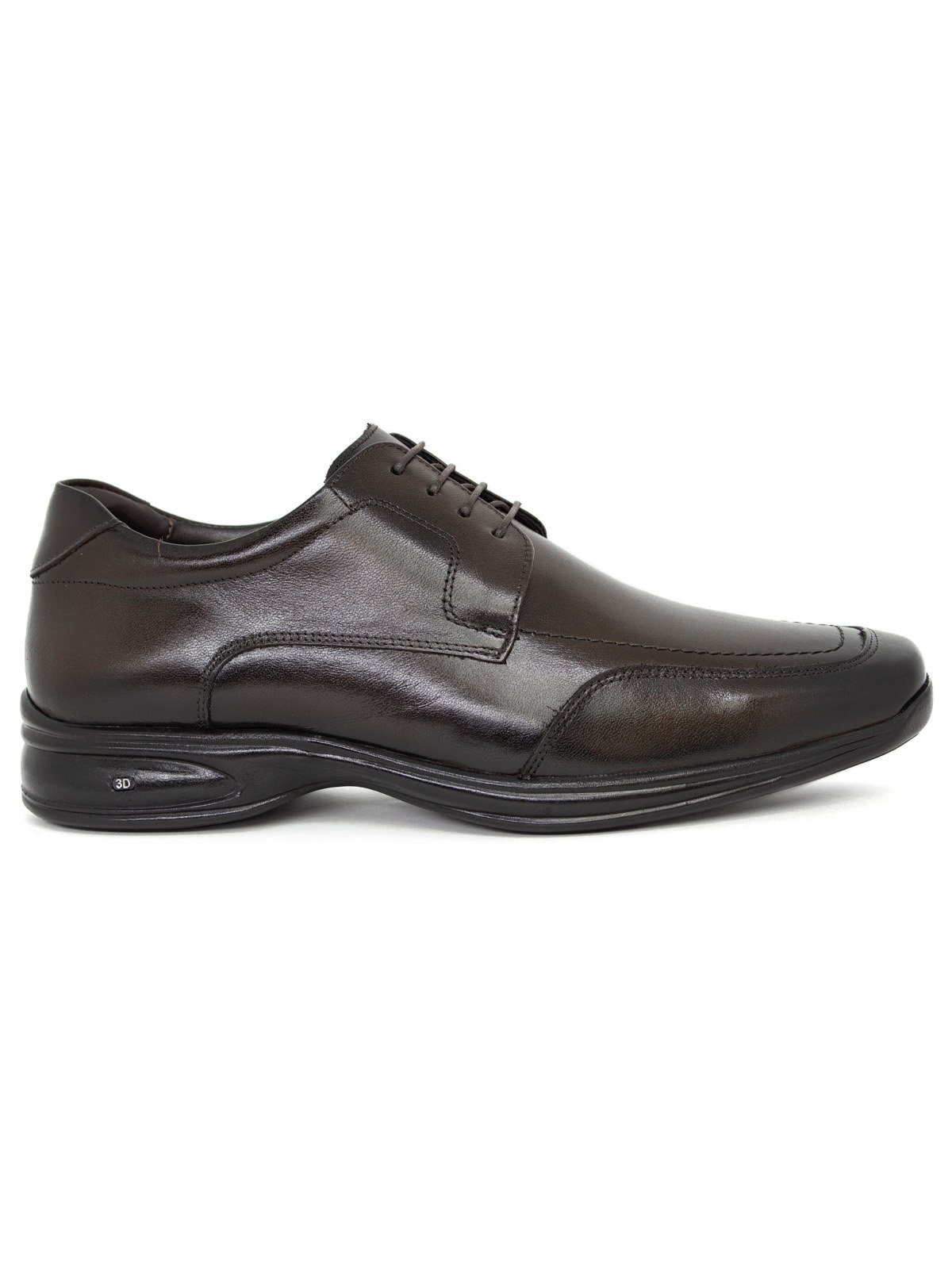 Sapato Social Jota Pe AirBag 3D Couro Confortável Marrom Dark Brown