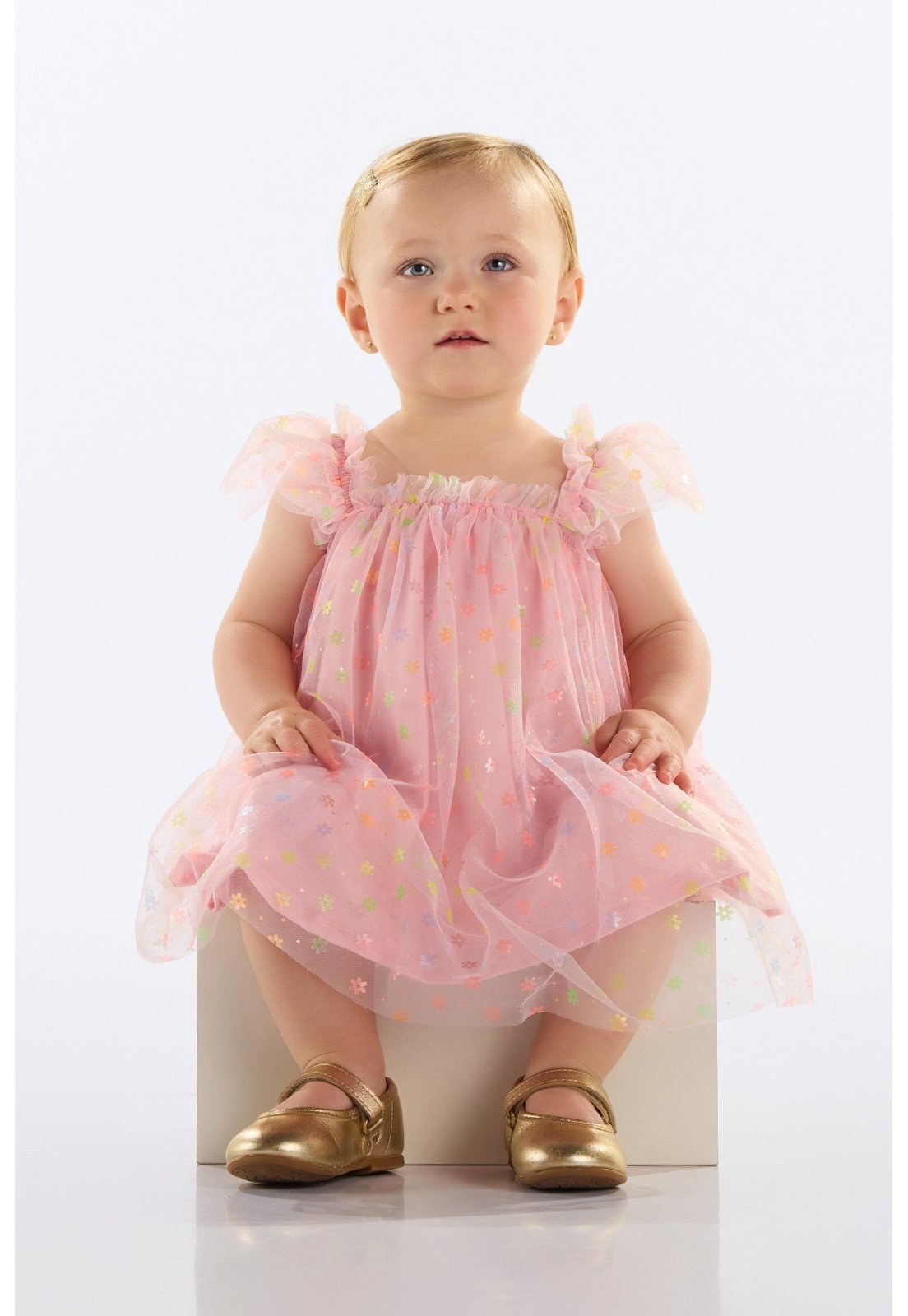 Infantil – Vestido com Tule para Menina Quimby Rosa