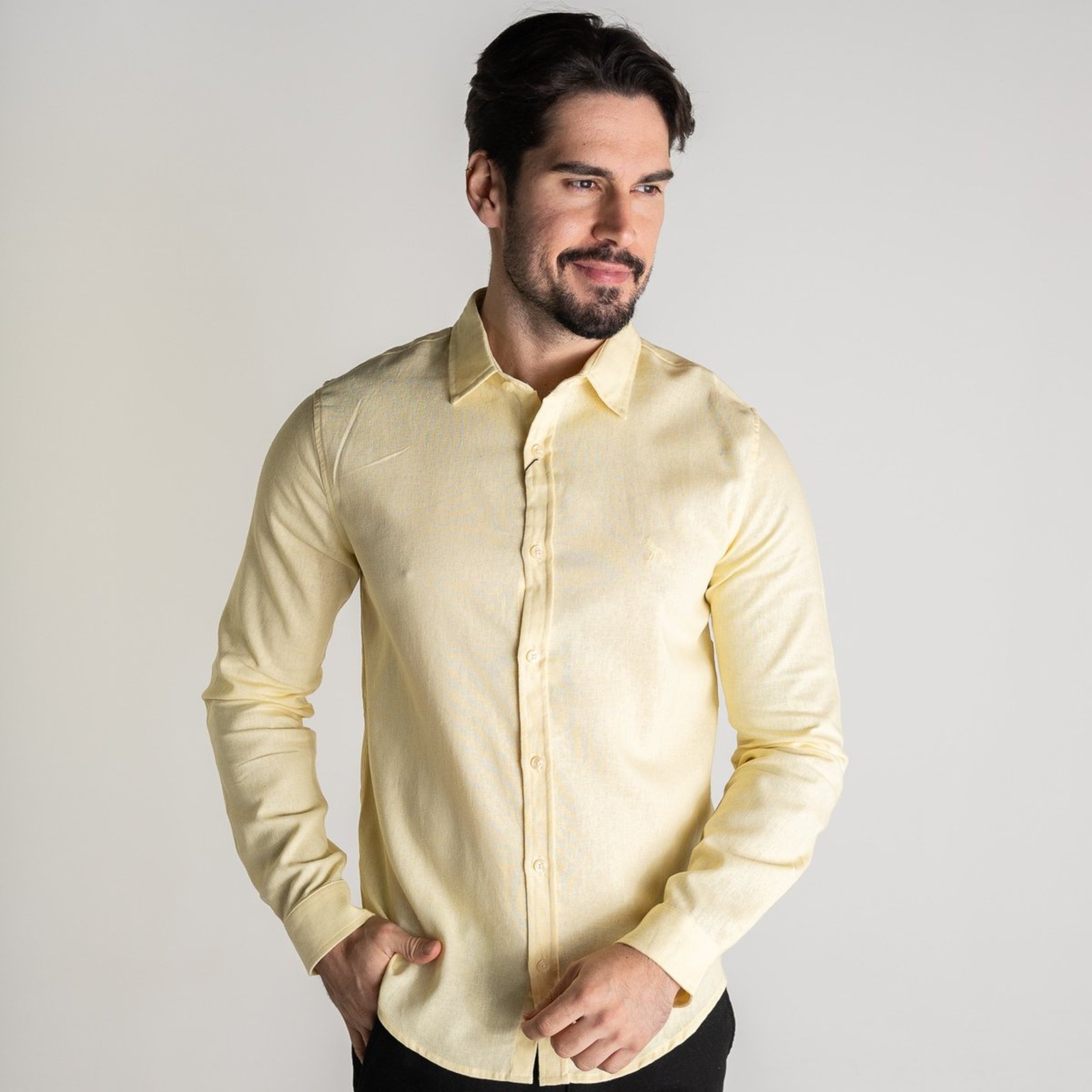Camisa Linho Acostamento Amarelo