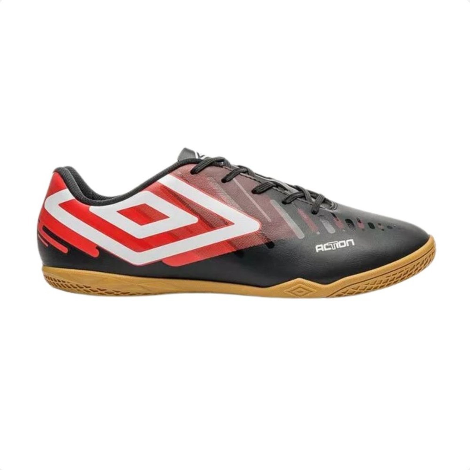 Vista 2 Chuteira Indoor Masculino Umbro Action E Vermelho preto Umbro preto