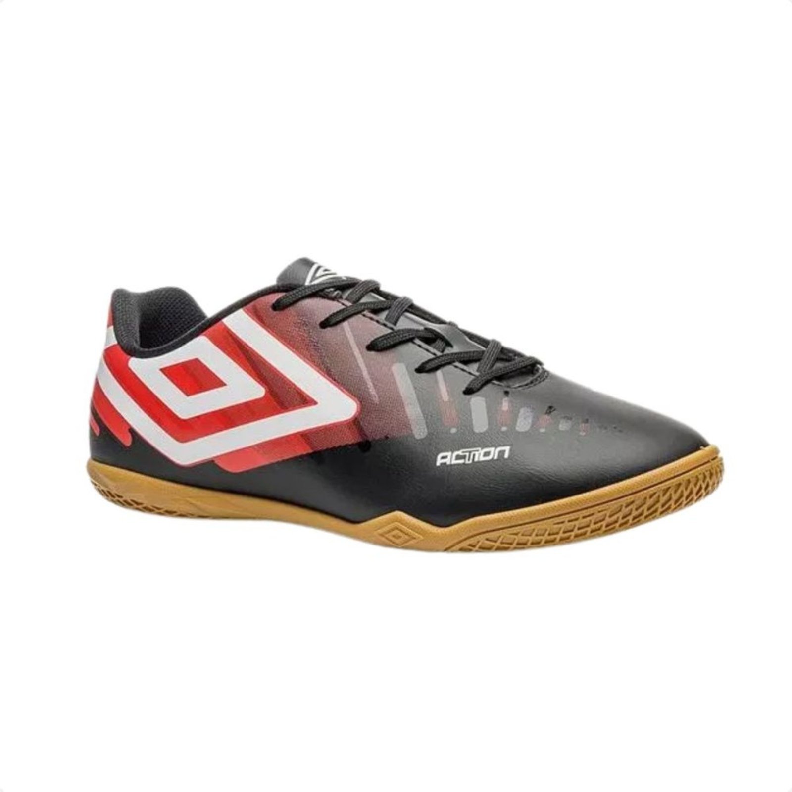 Vista 3 Chuteira Indoor Masculino Umbro Action E Vermelho preto Umbro preto