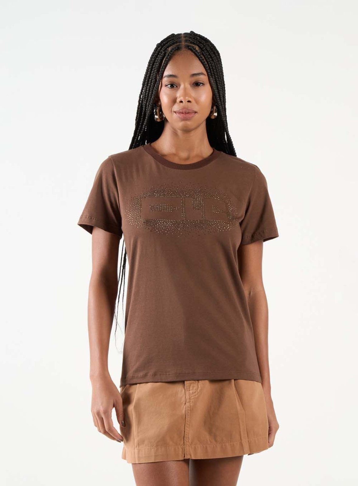 Camiseta Feminina Clássica Básica Colcci CLC Marrom Truffle