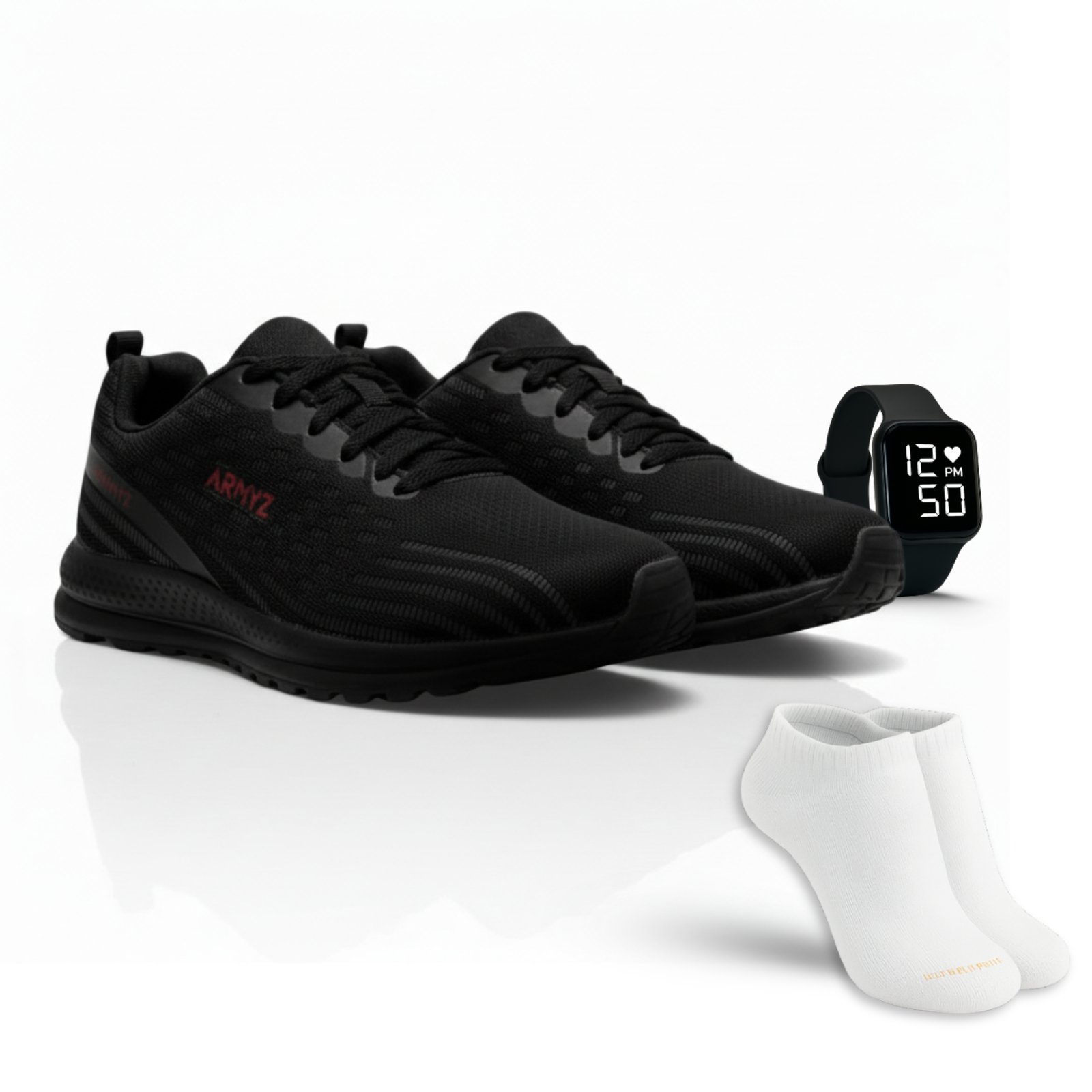 Kit Tênis Masculino Casual Esportivo Antiderrapante + Relógio Digital+ Par de Meias