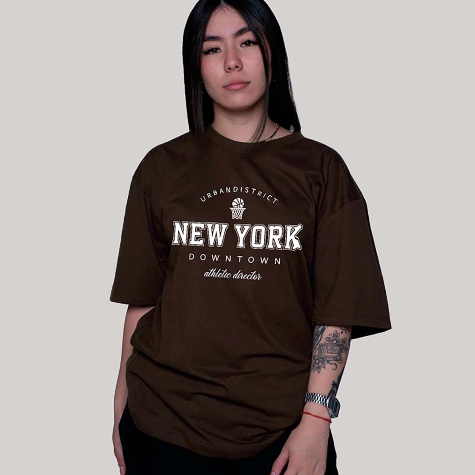 Camiseta Ousy New York Downtown Oversized Unissex Marrom