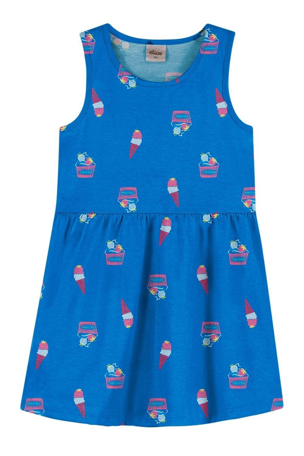 Infantil - Vestido Menina Meia Malha Estampa Elian Azul