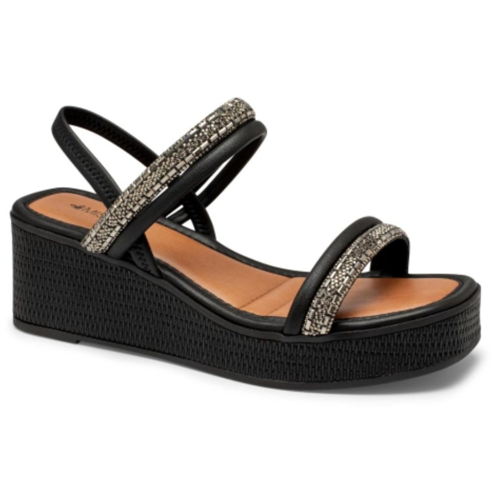 Sandália Feminina Anabela Pewter Preto Mississipi ME671-0006