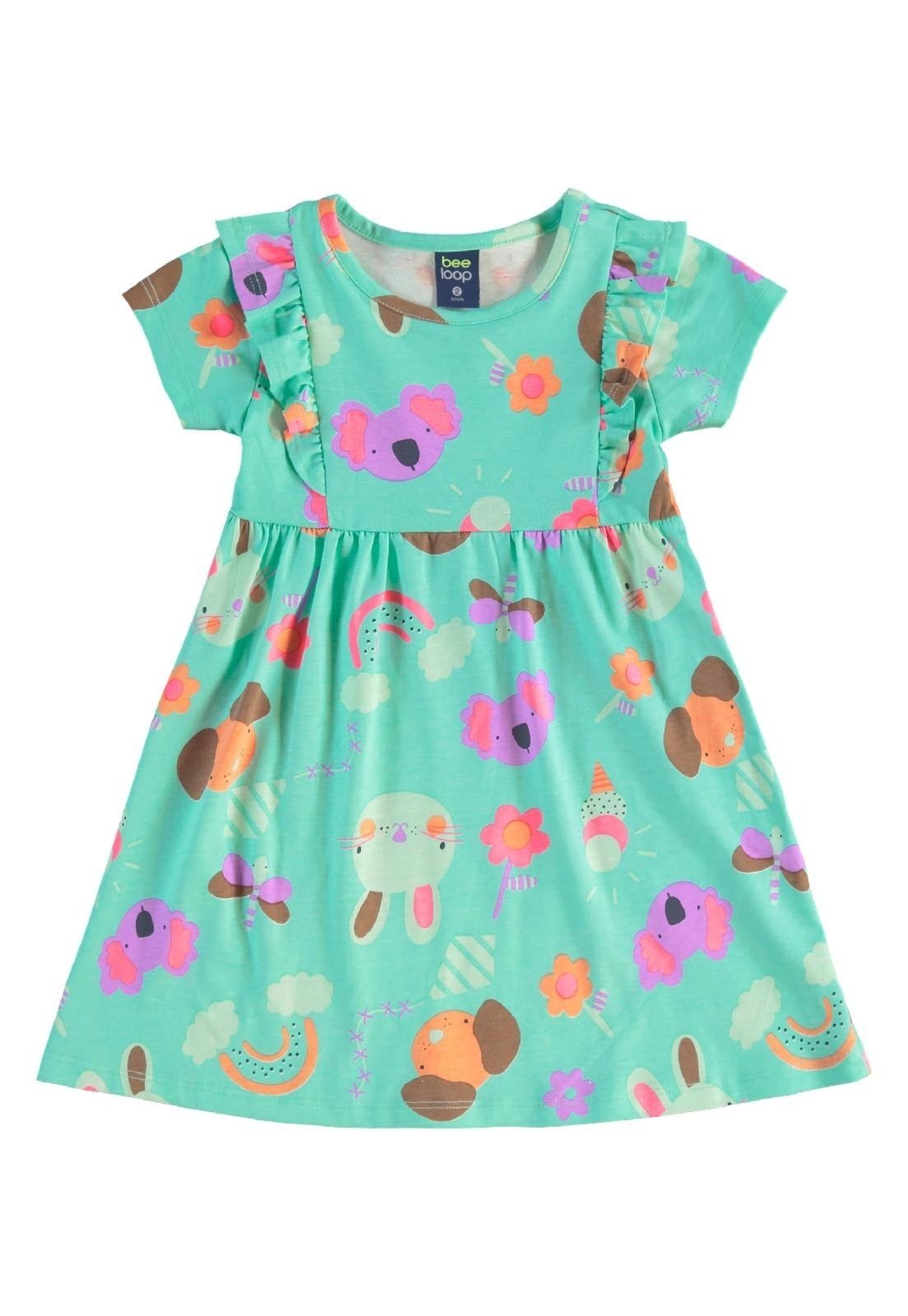 Infantil - Vestido Bichinhos Bee Loop Verde