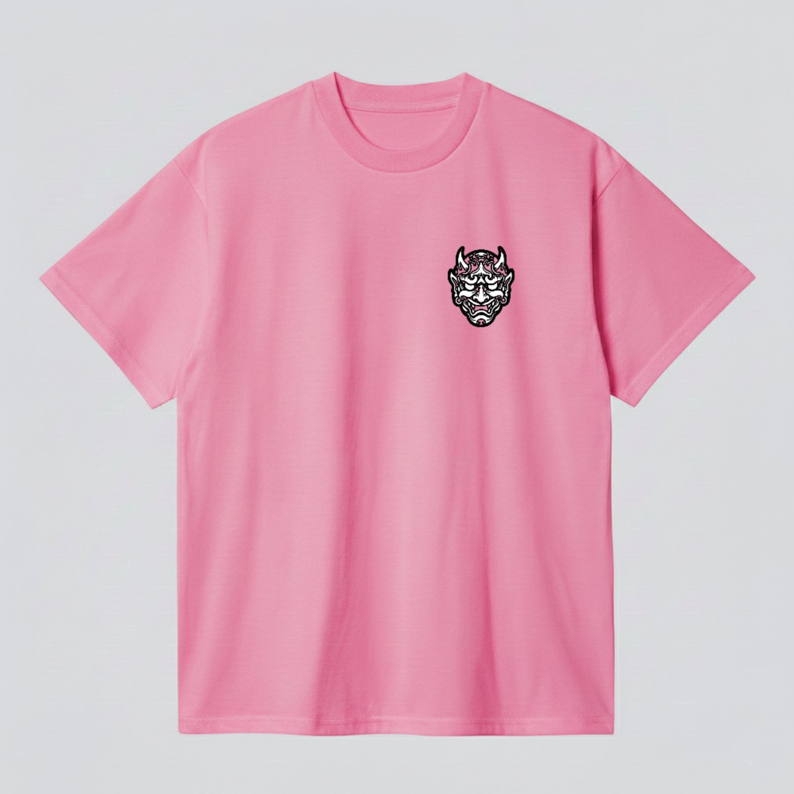 Camiseta Básica Demon Oni Koi Fish Japão Arte Oriental Unissex Rosa