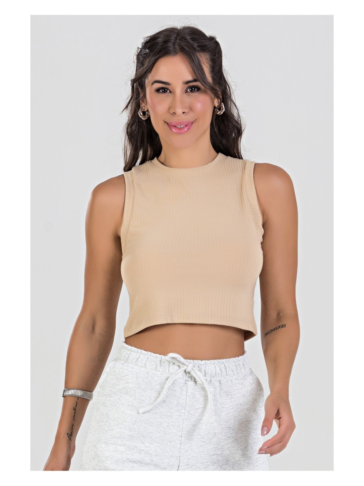 Blusa Cropped Regata Canelada