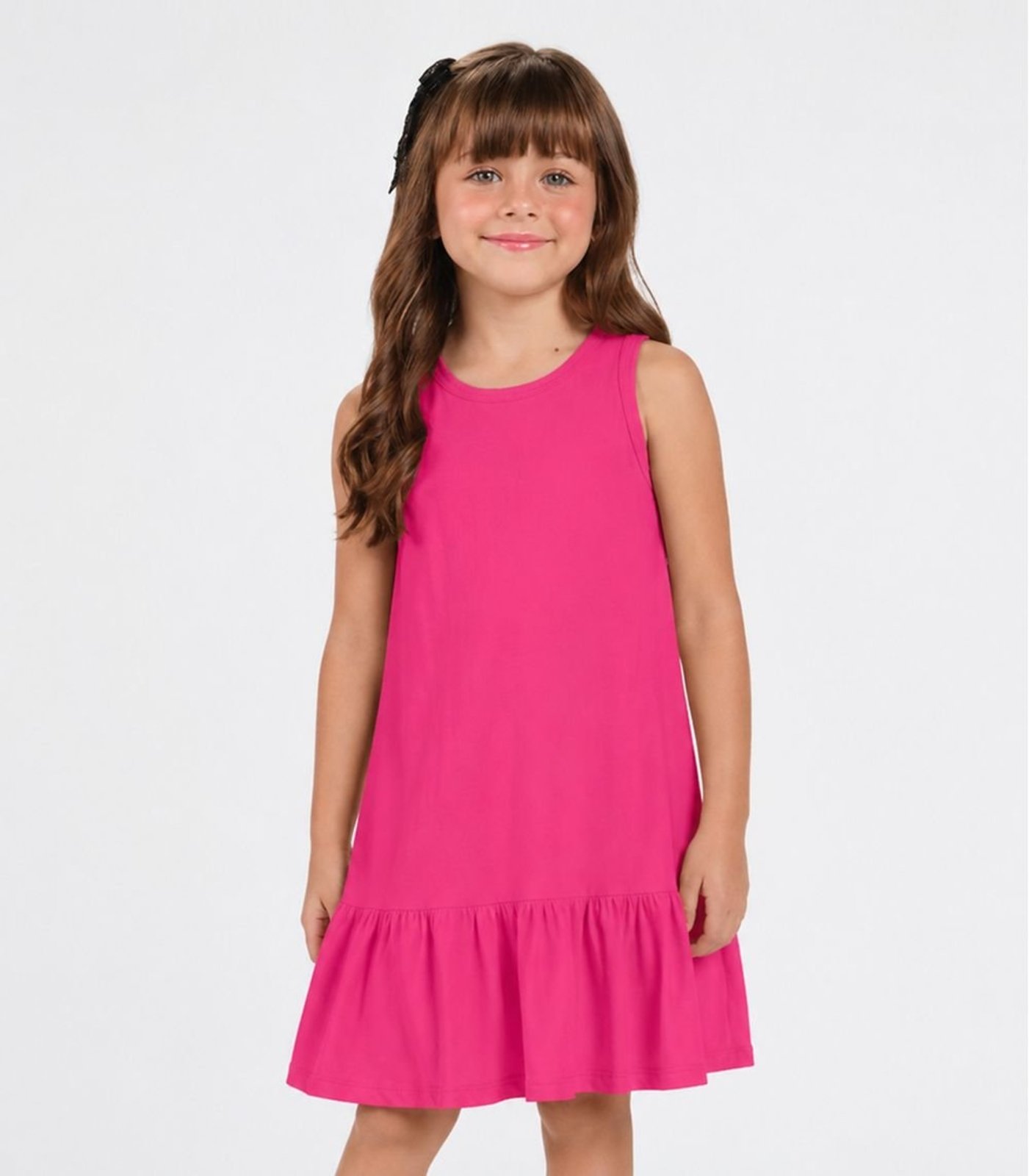 Infantil - Vestido Menina Em Meia Malha Trick Nick Rosa