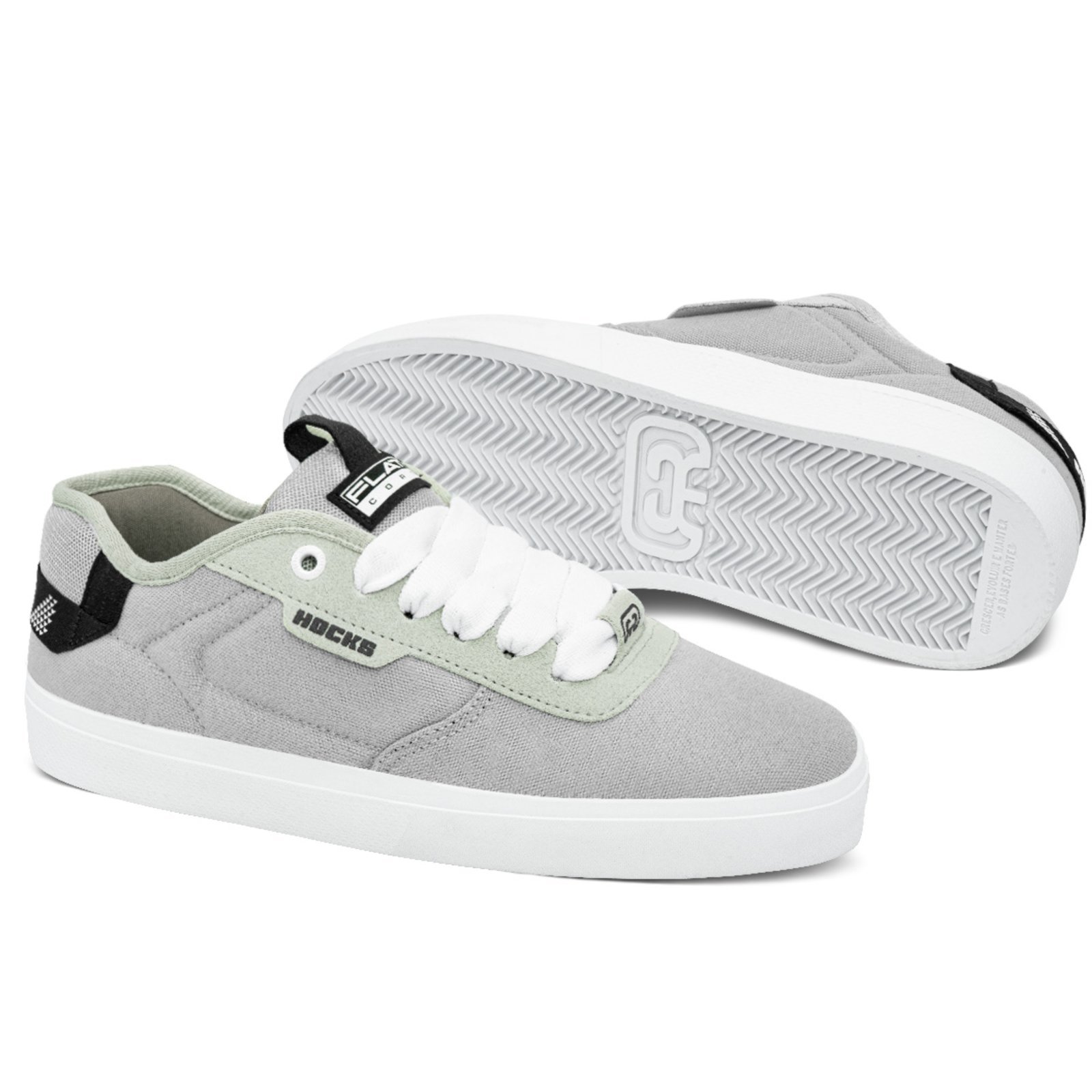Tênis Hocks Unissex Lona Flat Core Cascalho Cinza