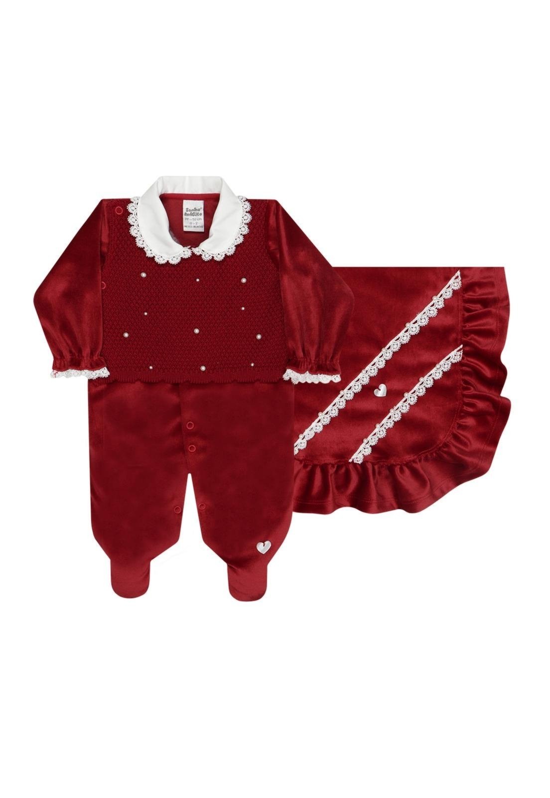 Infantil - Conjunto Plush Macacão Vermelho Menina Sonho Mágico P Vermelho