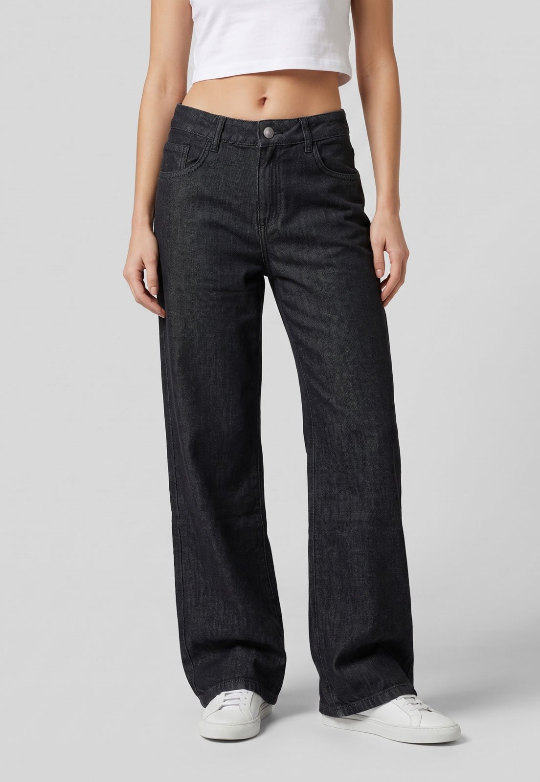 Calça Feminina Sawary Wide Leg Jeans Preta