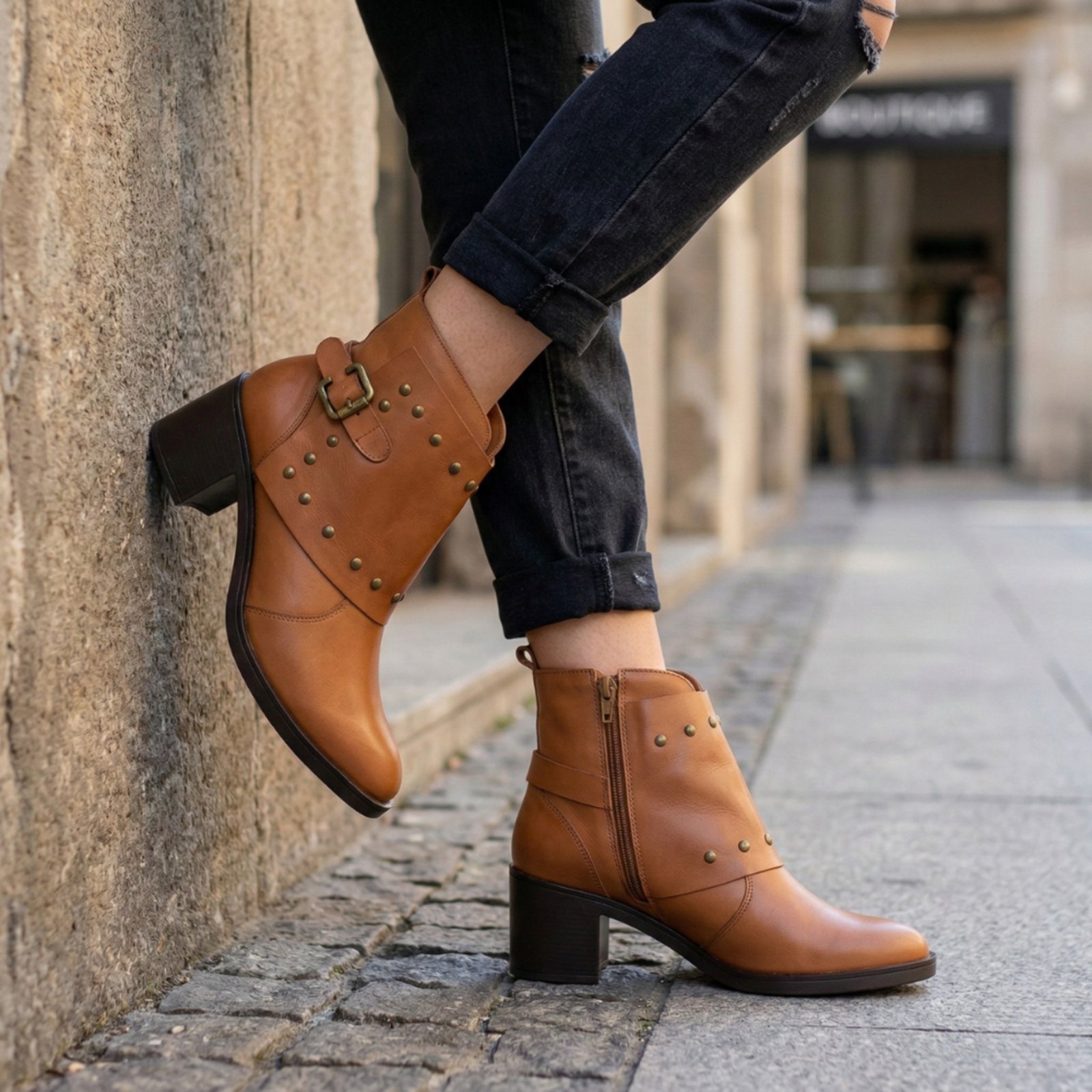Bota em Couro Feminina Maria Paula Cano Curto Tacha Rusty