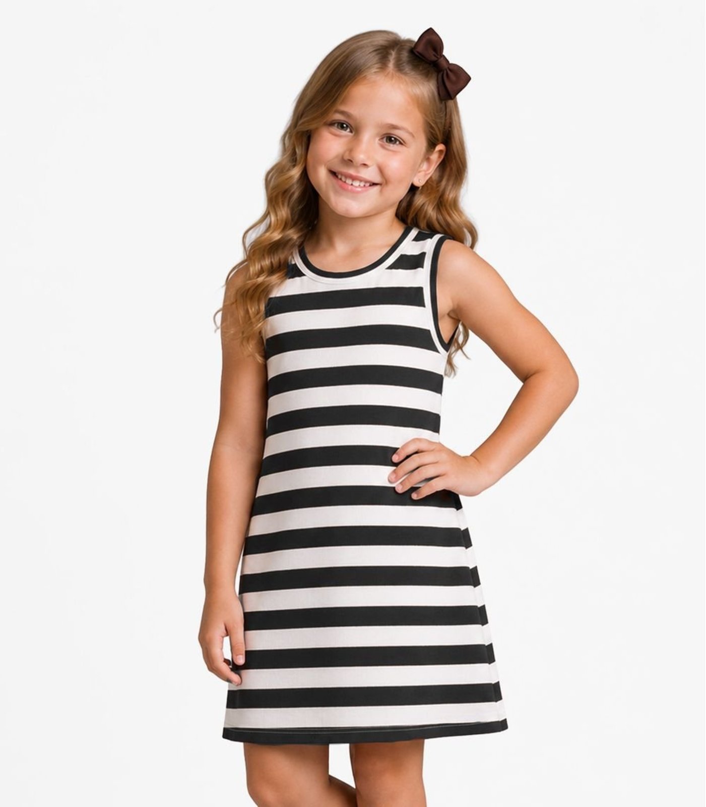 Infantil - Vestido Feminino Listrado Select Preto
