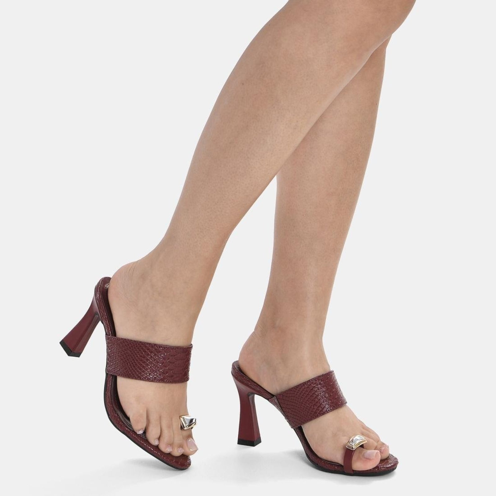 Tamanco Feminino Salto Medio Via Marte Casual Vinho