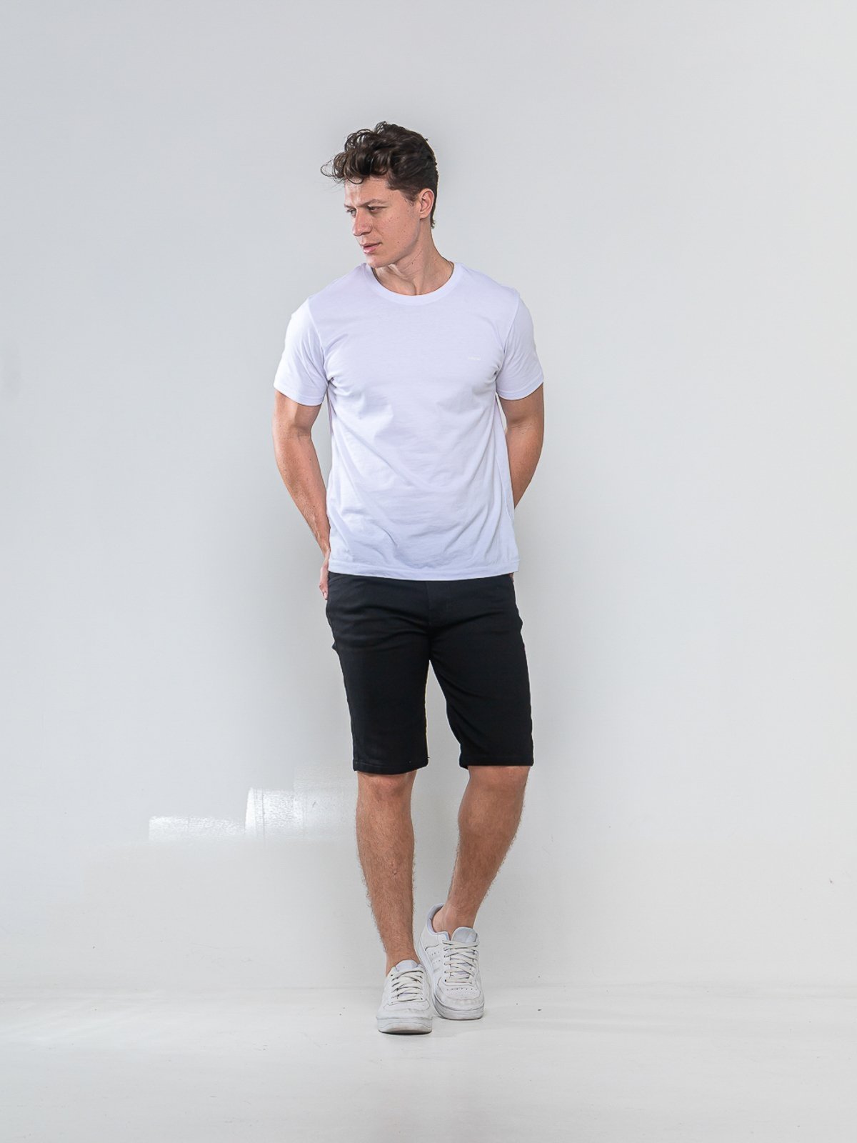 Bermuda Sarja Masculina Tempo Habil Preto
