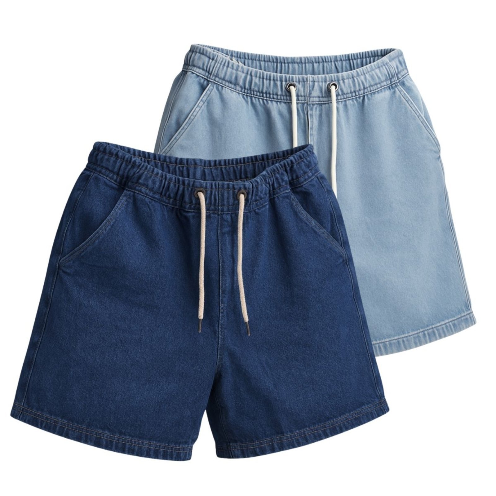 Kit 2 Bermuda Jeans Larga Masculina Streetwear Com Bolsos