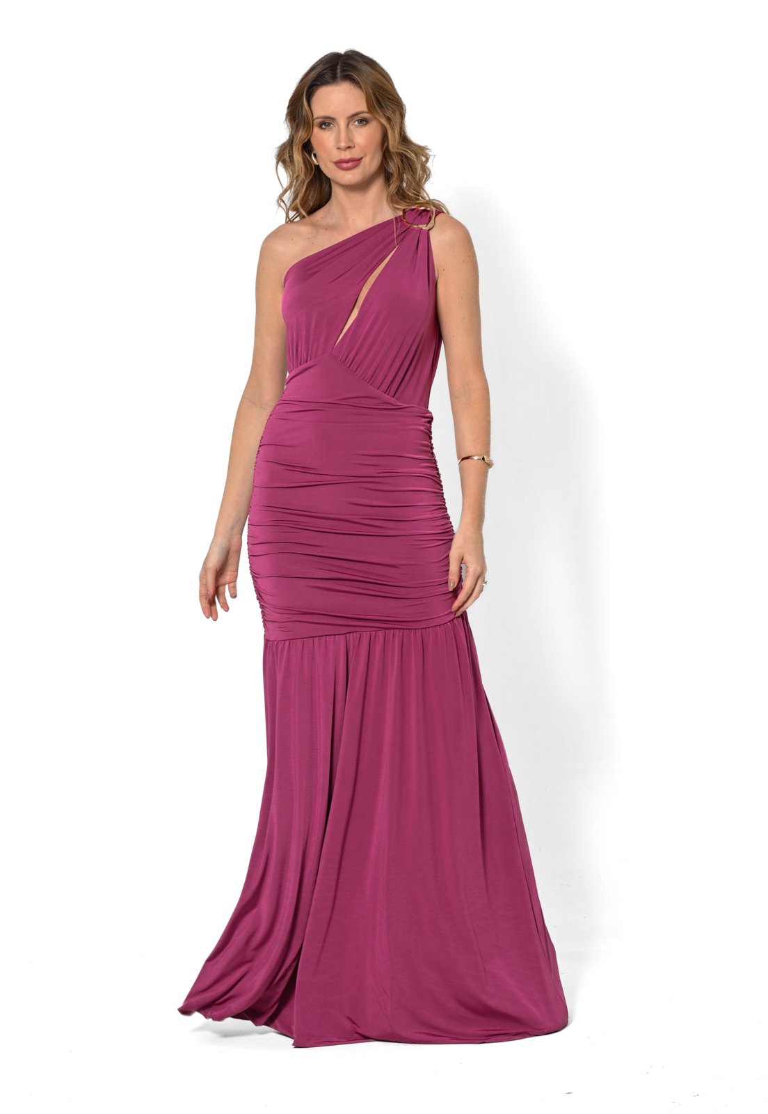 Vestido Bisô Festa Longo Com Fivela Fúcsia – Fúcsia