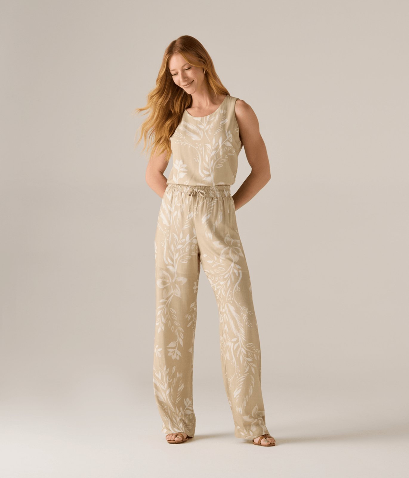 Calca Makenji Cos Elastico Com Cordao Feminina Estampa