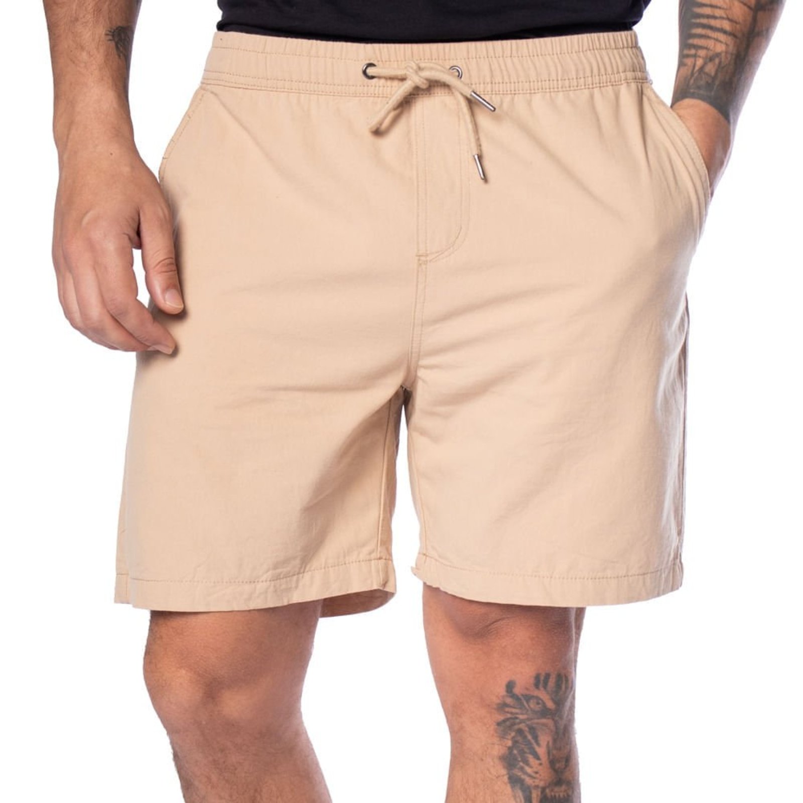 Bermuda Masculina Broken Rules Cordão Curta Bege