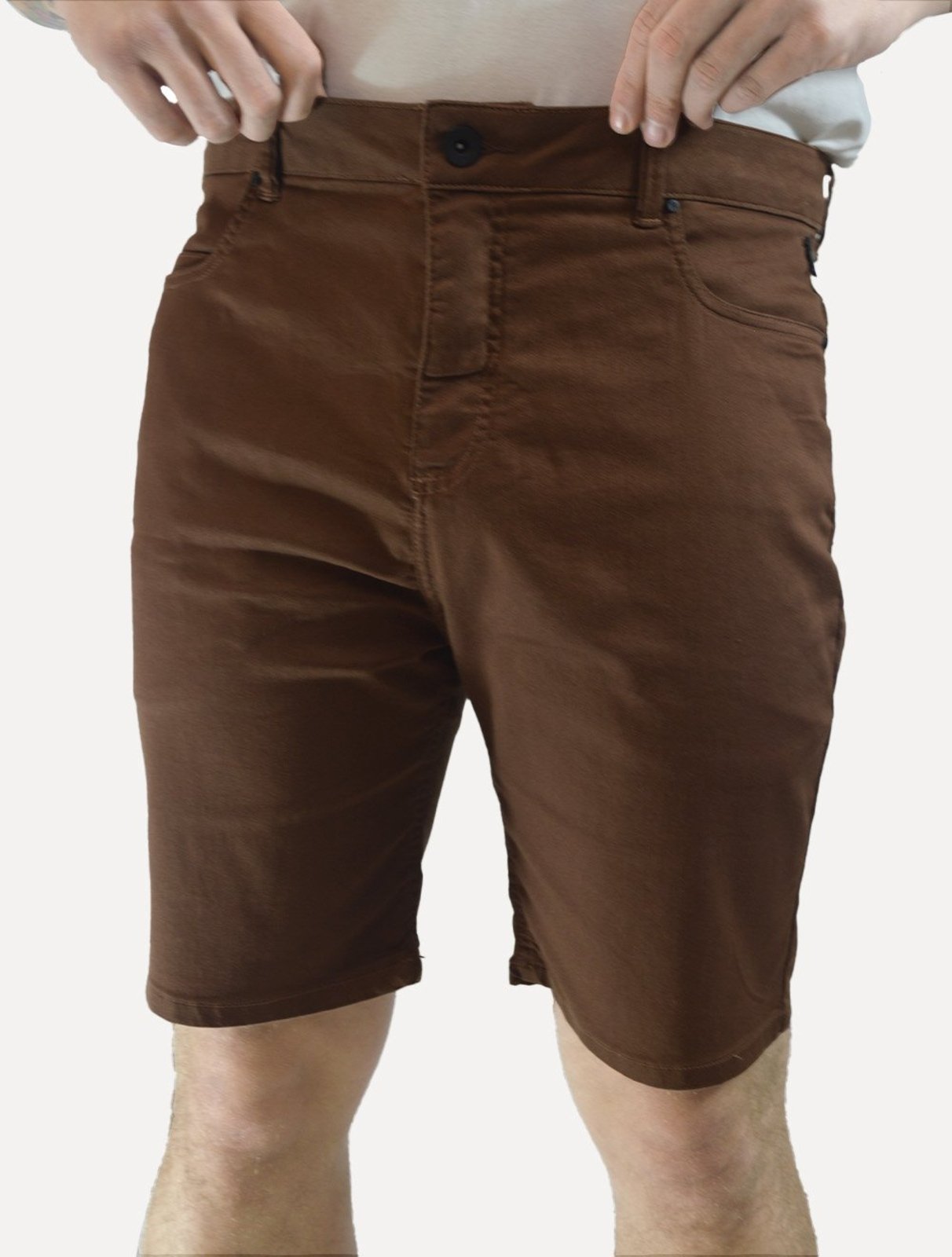Bermuda Reserva Masculina Sarja Color Marrom Escuro