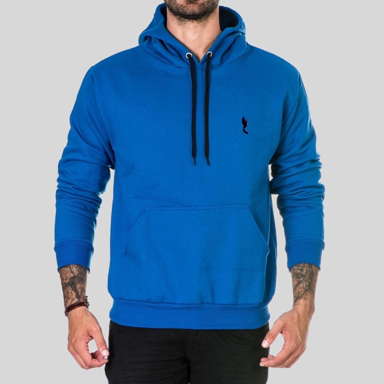 Vista 2 Blusa Moletom Inverno Polo Blu Com Capuz e Bolso Canguru Azul azul blu Polo Blu azul blu
