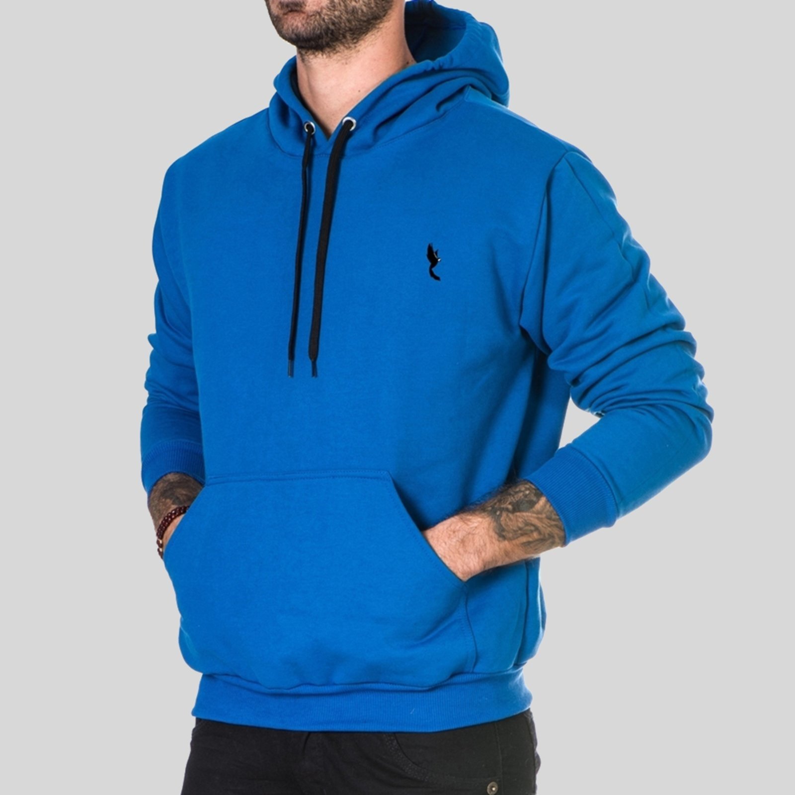 Vista 3 Blusa Moletom Inverno Polo Blu Com Capuz e Bolso Canguru Azul azul blu Polo Blu azul blu