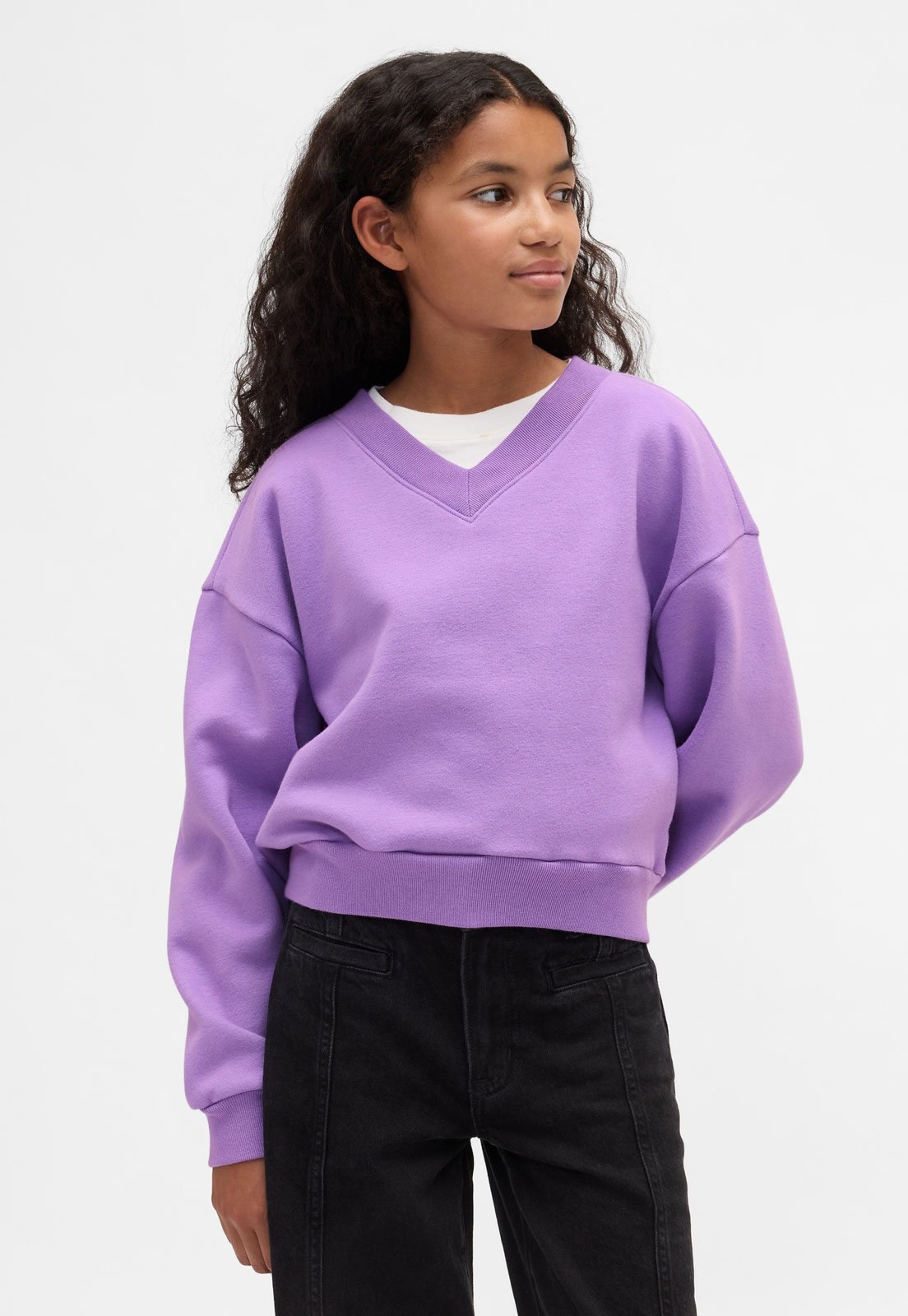 Infantil - Blusa de Moletom GAP Decote V Lilás