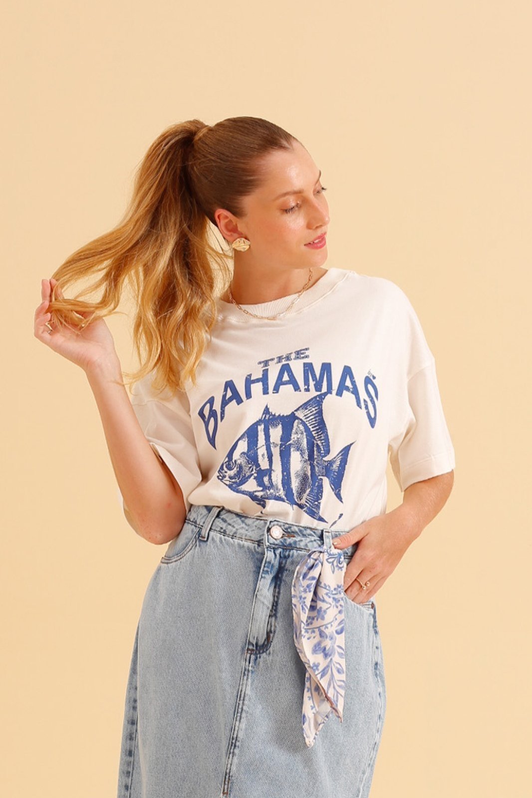 T-Shirt In Love Over The Bahamas Off White