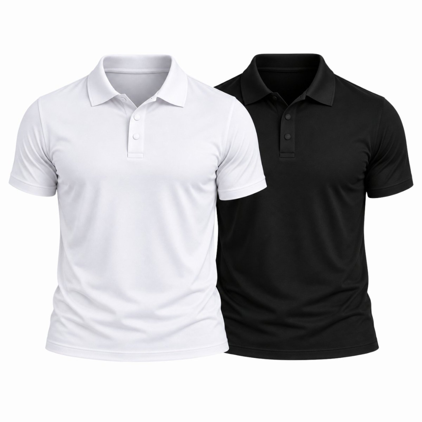 Kit 2 Camisas Polo Masculina Poliamida Premium Básica Lisa Preto