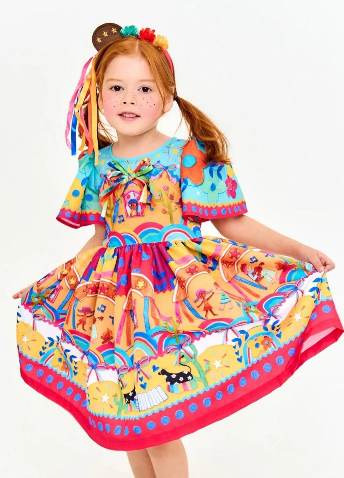Infantil - Arco para Cabelo Festa Junina Balancê Vermelho
