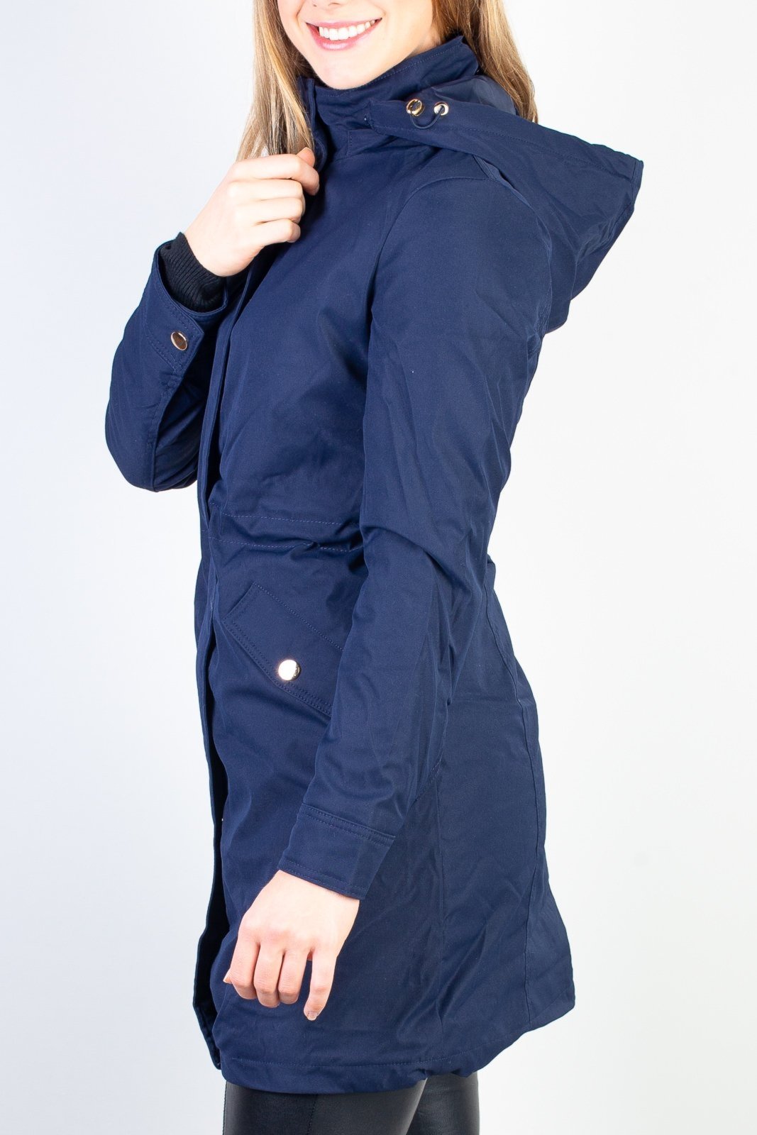 Vista 3 Parka Enluaze Feminina Impermeável Com Capuz Removível 84176 azul Enluaze azul